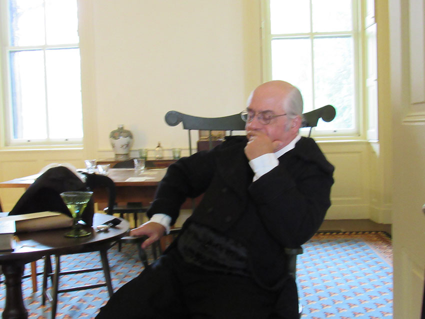 Albert Gallatin (Ron Duquette) contemplates a diplomatic question. Photo courtesy of Elaine Ackerson. Copyright 2017. All rights reserved.